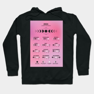 2024 Lunar Calendar, Moon Phase Calendar Hoodie